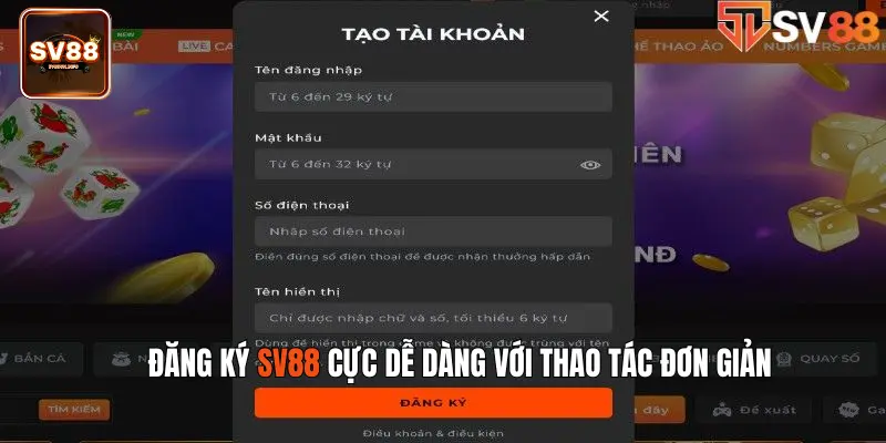 Đăng ký SV88 cực dễ dàng với thao tác đơn giản 