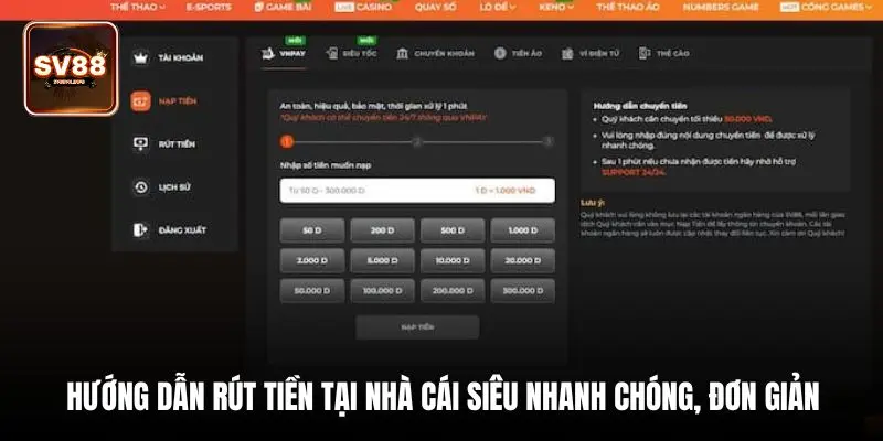 Hướng dẫn rút tiền tại nhà cái siêu nhanh chóng, đơn giản