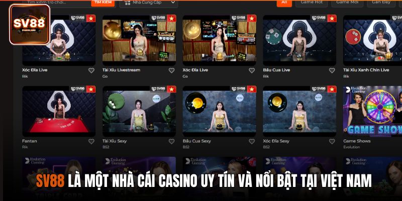 SV88 là một nhà cái casino uy tín và nổi bật tại Việt Nam