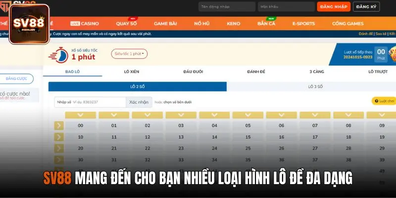 SV88 mang đến cho bạn nhiều loại hình Lô đề đa dạng