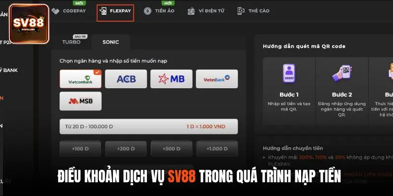 Người chơi cần tuân thủ quy tắc điều kiện nạp tiền của SV88